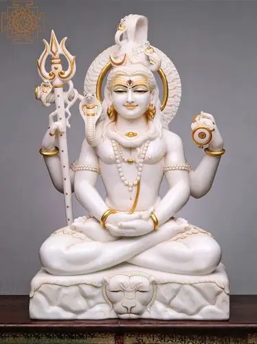 Mahadev White Marble Statue