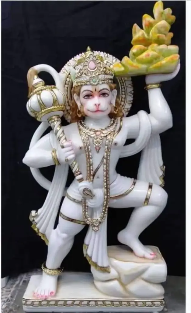 Hanuman Ji White Marble Statue