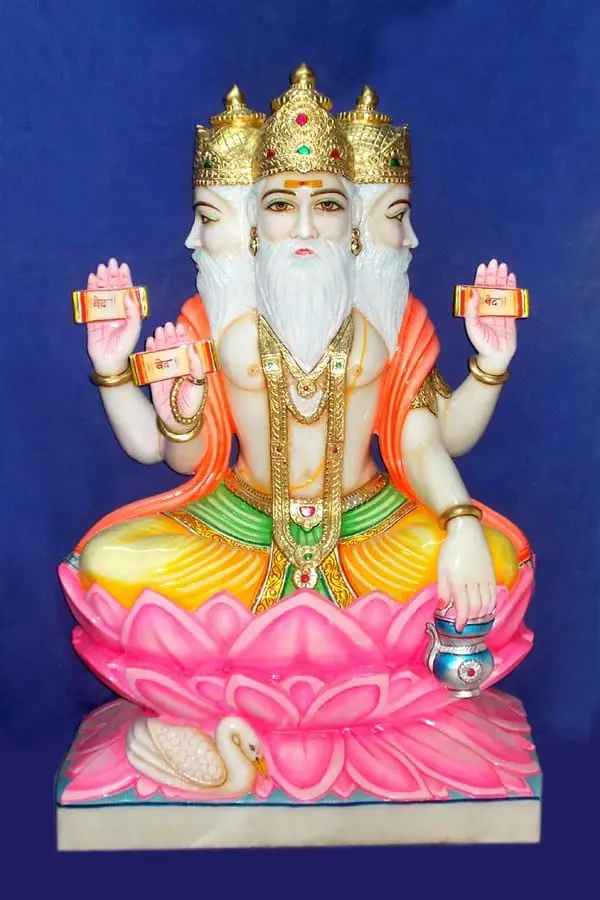 Brahma Ji White Marble Statue