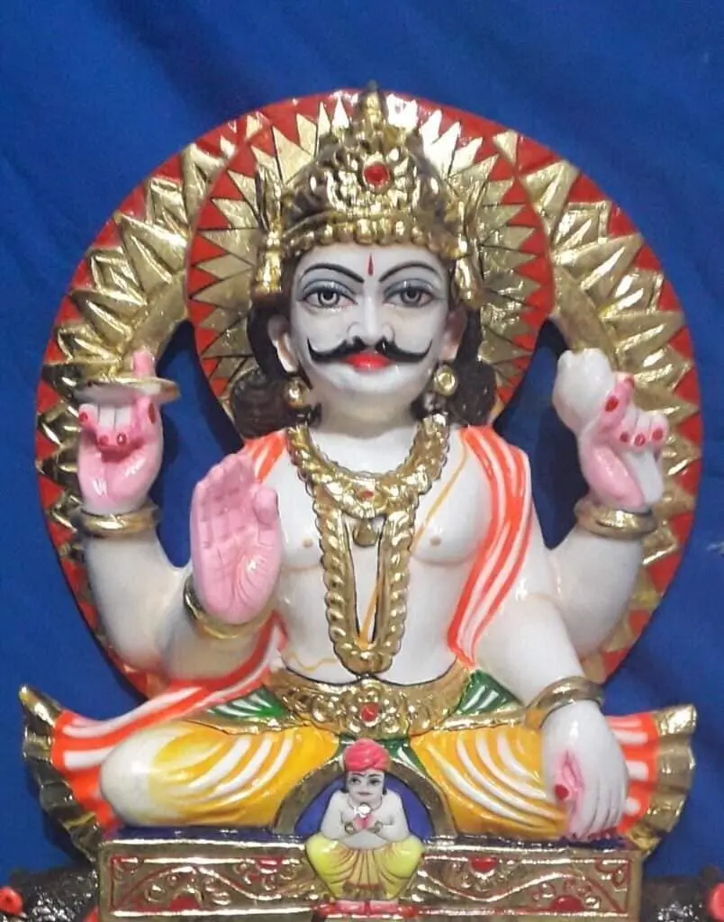 Surya Dev White Marble Statue