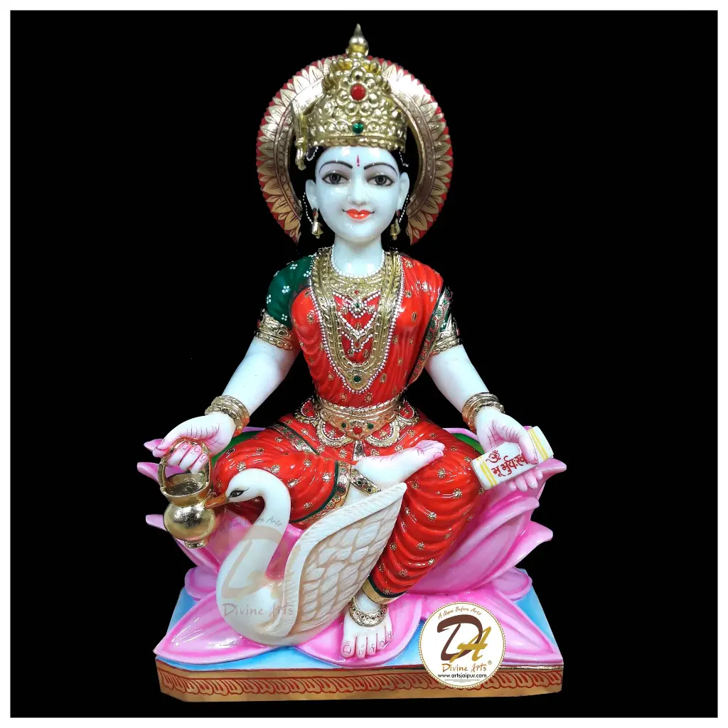 Saraswati Mata Marble Statue