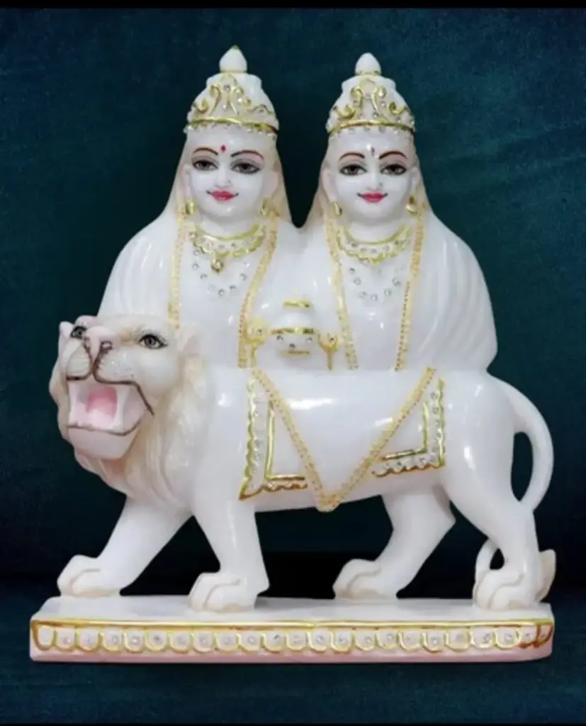 Chamunda Mata White Marble Statue