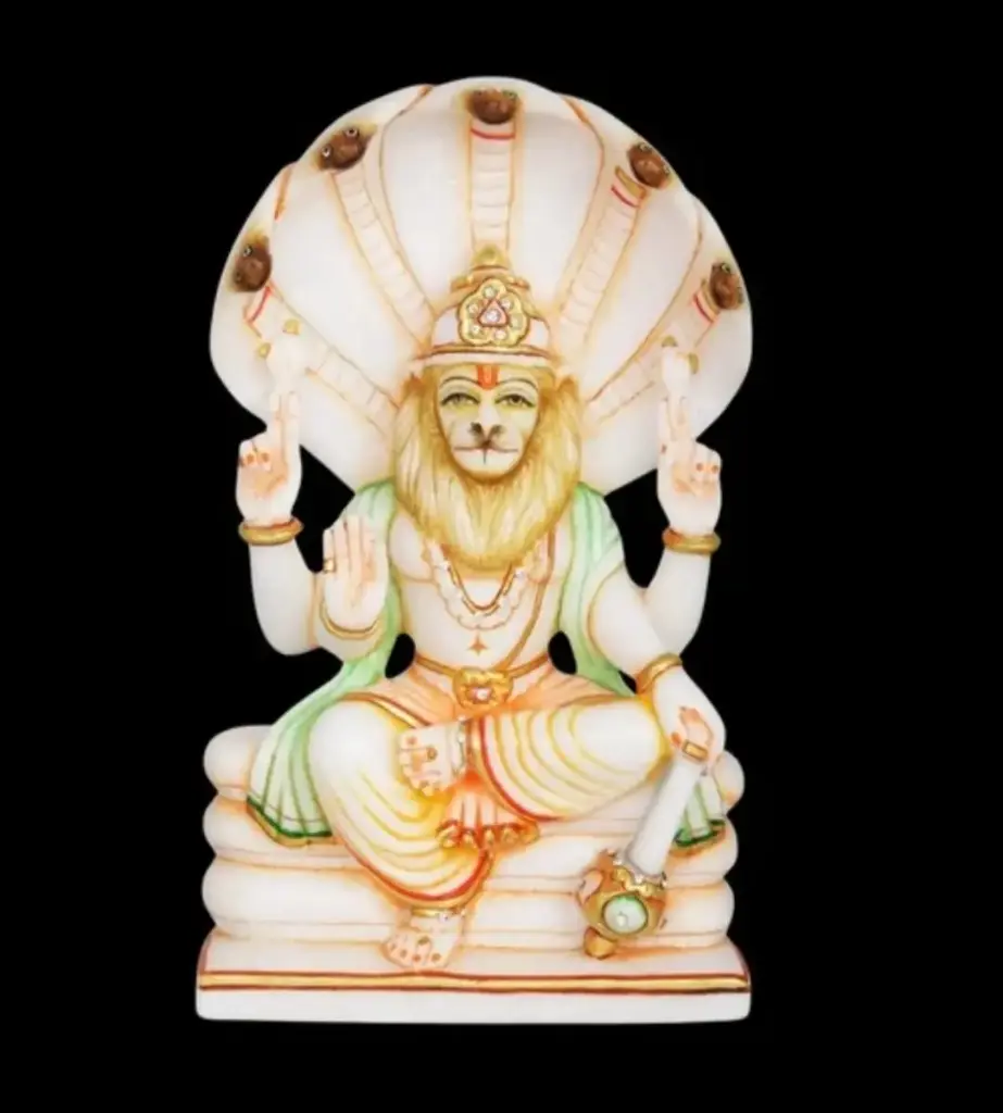 Narashimha Bhagvan White Marble Statue