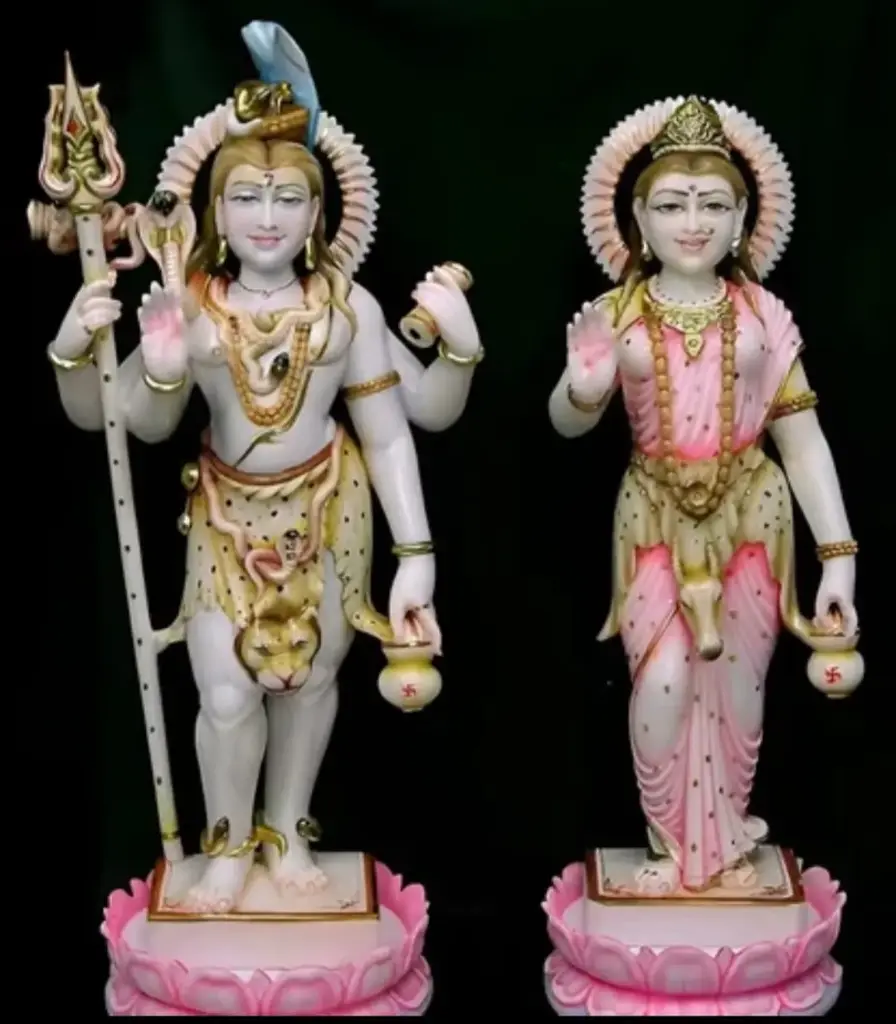 Shiv Parvati Marble Statue
