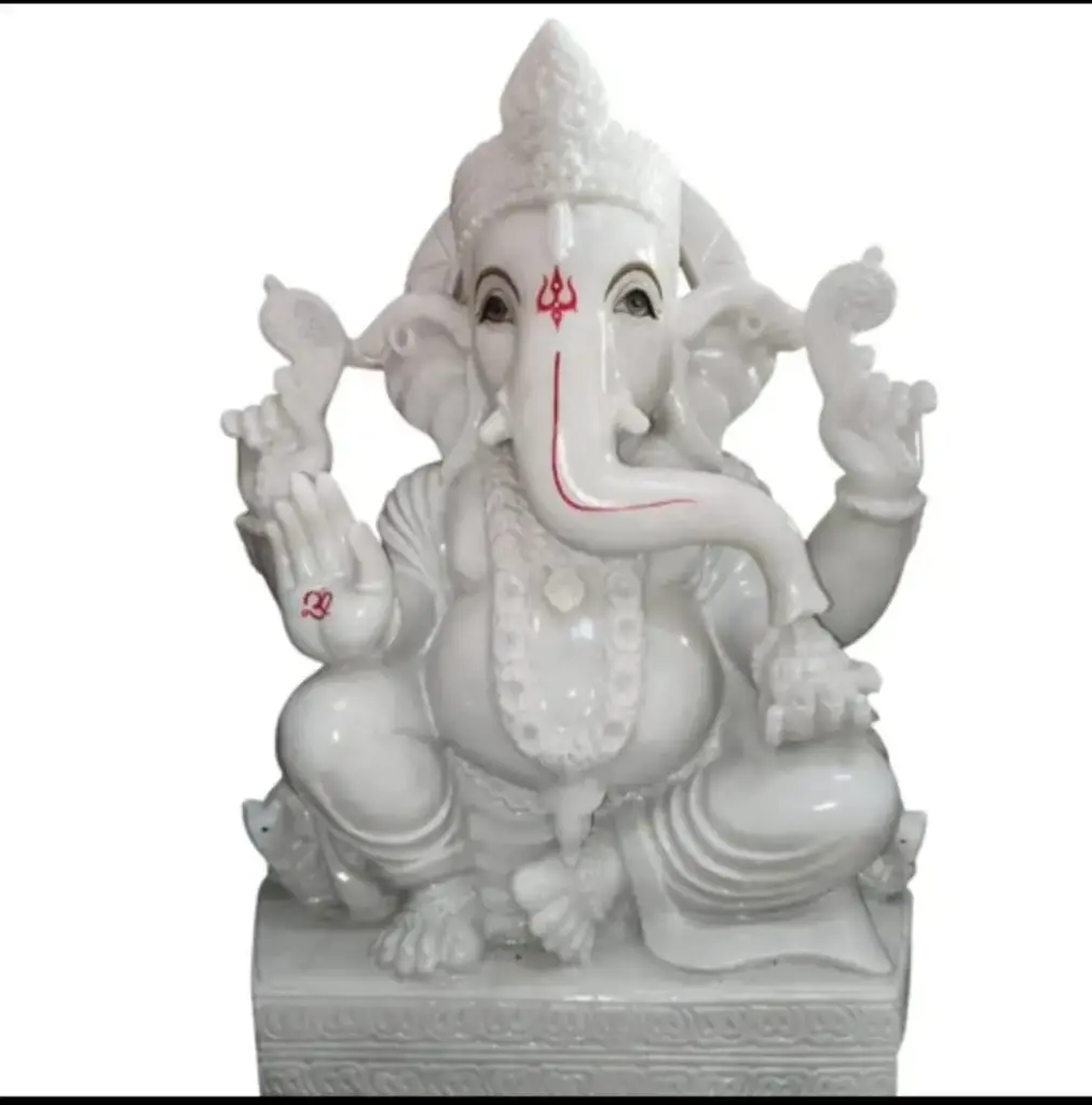 Ganesh Ji White Marble Statue
