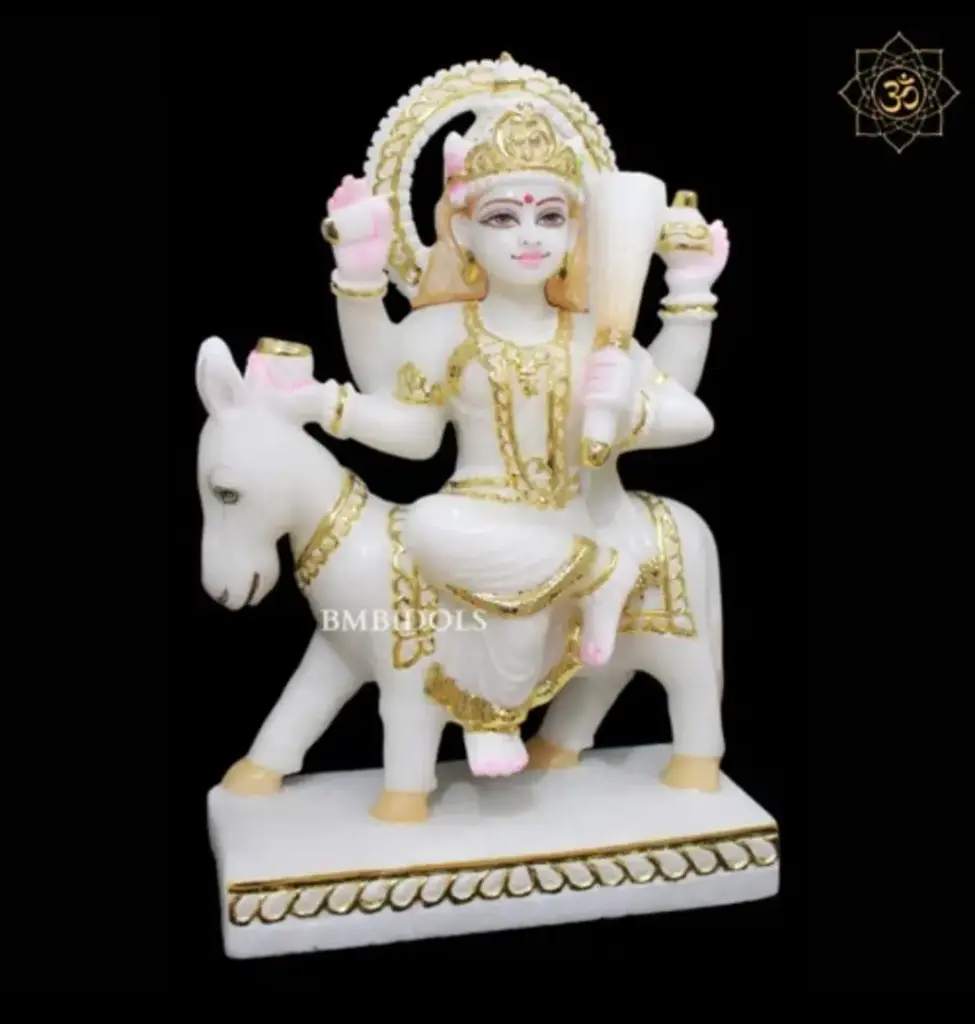 Shitala Mata White Marble Statue