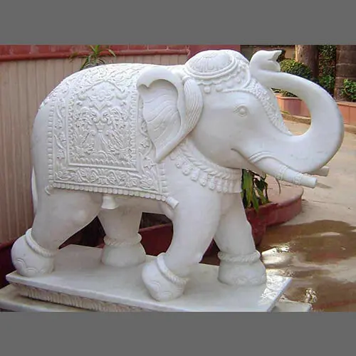 white Elephant Marble Statue
