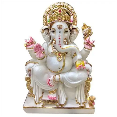Ganesh White Marble Statue