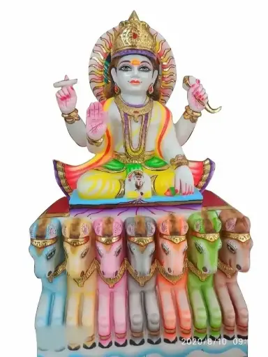 Surya Dev White Marble Statue