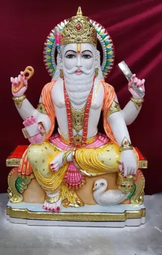 Vishwakarma dev White Marble Statue
